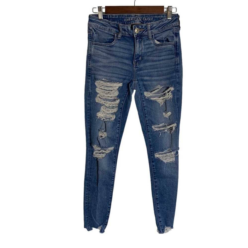American Eagle Next Level Stretch Distressed Ripped Jegging Sz 6